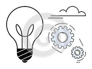 Innovation Concept with Light Bulb, Gears, and Cloud Symbolizing Creativity and Process Development