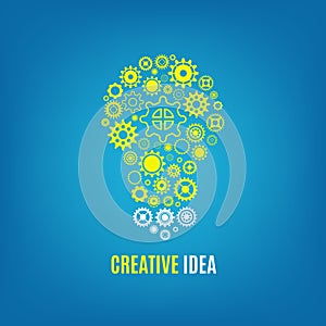 Innovation, creative idea vector concept with light bulb and gears