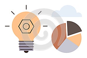 Creative Concept of Innovation and Data Analysis with Lightbulb and Pie Chart Elements