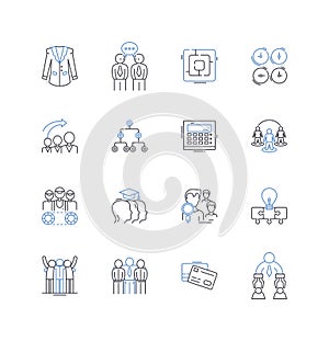 Innovation forum line icons collection. Disruption, Creativity, Ideas, Progress, Advancement, Collaboration