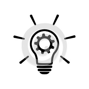 Innovation icon. Light bulb with cog symbol