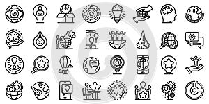 Innovation icons set, outline style