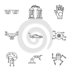Innovation icons set, outline style