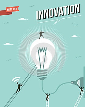 Innovation idea light bulb workgroup illustration.