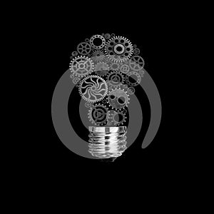 Innovation with ideas and concepts featuring a light bulb cogs working Business isolated