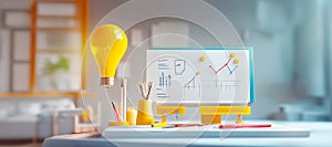 Innovation Lab Concept in 3D Featuring Tools, Experiments, and Tech Development for Creative Solutions photo