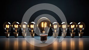 innovation light bulb standing out