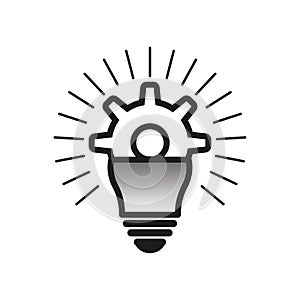 Innovation lightbulb gear. Icon creativity energy. Solution concept design. Vector illustration. EPS 10.