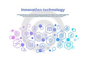 Innovation line concept. Laboratory research, creative technology invention abstract business concept. Technology poster photo