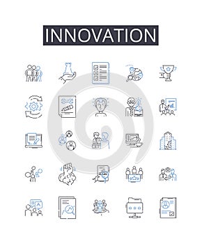 Innovation line icons collection. Collateral, Mortgage, Pawn, Asset, Guarantor, Loan, Interest vector and linear