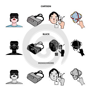 Innovation, man, head, hand .Virtual reality set collection icons in cartoon,black,monochrome style vector symbol stock