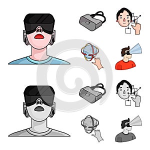 Innovation, man, head, hand .Virtual reality set collection icons in cartoon,monochrome style vector symbol stock