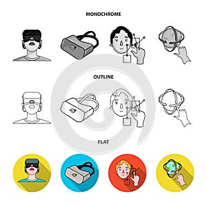 Innovation, man, head, hand .Virtual reality set collection icons in flat,outline,monochrome style vector symbol stock