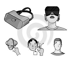 Innovation, man, head, hand .Virtual reality set collection icons in monochrome style vector symbol stock illustration