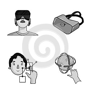 Innovation, man, head, hand .Virtual reality set collection icons in monochrome style vector symbol stock illustration