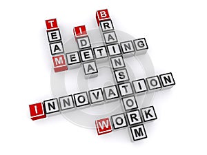 Innovation meeting team idea brainstorm work word cross