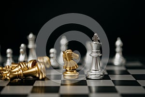 Innovation planing and planing idea chess competition, business strategy with financial connection line background. challenge and