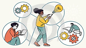 Innovation & Problem Solving, Creative Thinking Process, vector design Generative AI