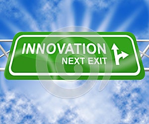 Innovation Sign Shows Innovating Concept 3d Illustration photo