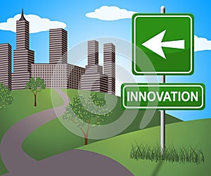 Innovation Sign Shows Reorganization Transformation 3d Illustration photo