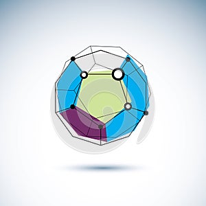 Innovation technologies emblem. Abstract 3D polygonal wireframe