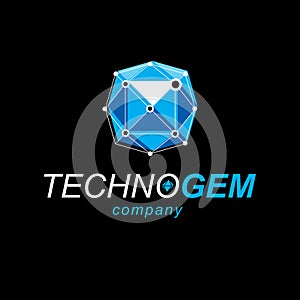 Innovation technologies logo. Tech abstract shape, vector polygonal figure.
