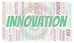 Innovation typography word cloud create with the text only.