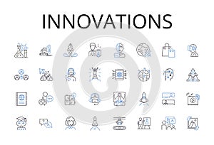 Innovations line icons collection. Advancements, Progressions, Improvements, Developments, Breakthroughs, Advantages