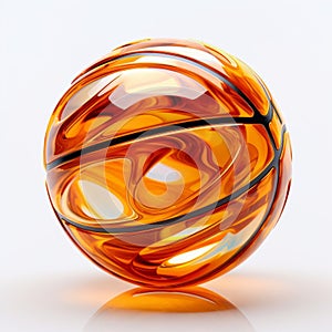 Innovative 3d Orange Glass Basketball With Swirls