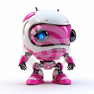 Innovative 3d Pink Robot Illustration With Big Eyes