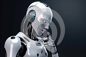 Innovative AI Robot Idea Moment Thinking Stance Artificially Intelligent Generative AI