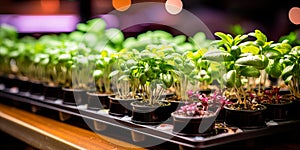 innovative aquaponics farm system, showcasing fish tanks and hydroponic vegetable beds in harmony.Generative AI