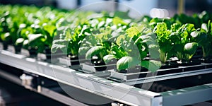 innovative aquaponics farm system, showcasing fish tanks and hydroponic vegetable beds in harmony.Generative AI