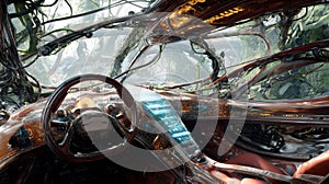 Innovative bioengineered vehicle interior showcasing advanced biotissue integration Generative AI