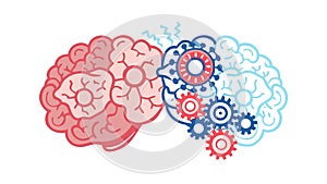 Innovative Brain with Gears Icon - Creativity, Intelligence Problem Solving, vector design Generative AI