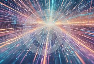 Innovative Business Background with Dynamic Digital Networks and Holographic Elements photo