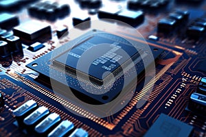Innovative circuitry viridian glow Information close operation. Generate Ai photo