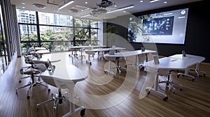 Innovative classroom design smart adjustable desks for modern learning spaces with technology integration