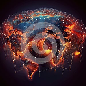 Innovative communication tech, Concept of a globally connected world, Cloud computing network, connecting through