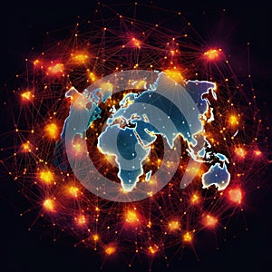 Innovative communication tech, Concept of a globally connected world, Cloud computing network, connecting through