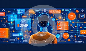Innovative Data Management Platform DMP Concept with Glowing Globe and Digital Icons in Users Hands