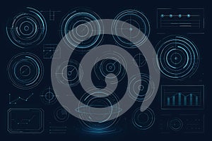 Innovative Data Visualization Elements Featuring Circular Graphs, Charts, and Modern