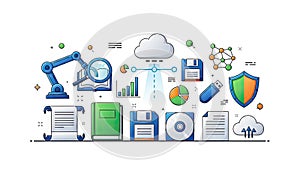 Digital Cloud Computing and Data Analytics Concept Illustration