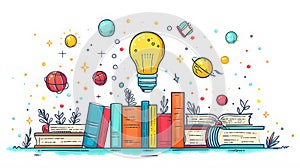 innovative education and learning trends isolated on white background, simple style, png photo