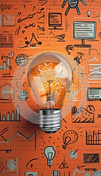 Innovative Ideas and Creative Solutions Concept Light Bulb Depicting Inspiration, Brainstorming, and Problem Solving in a Modern,