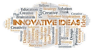 Innovative Ideas typography word cloud create with the text only.
