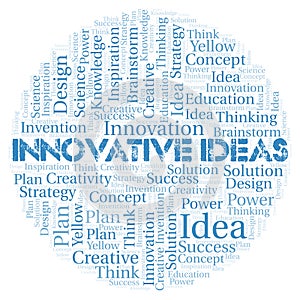 Innovative Ideas typography word cloud create with the text only.