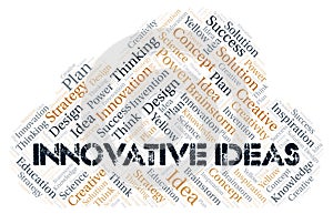 Innovative Ideas typography word cloud create with the text only.