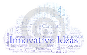 Innovative Ideas word cloud, made with text only.