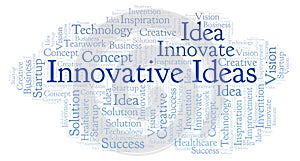 Innovative Ideas word cloud, made with text only.